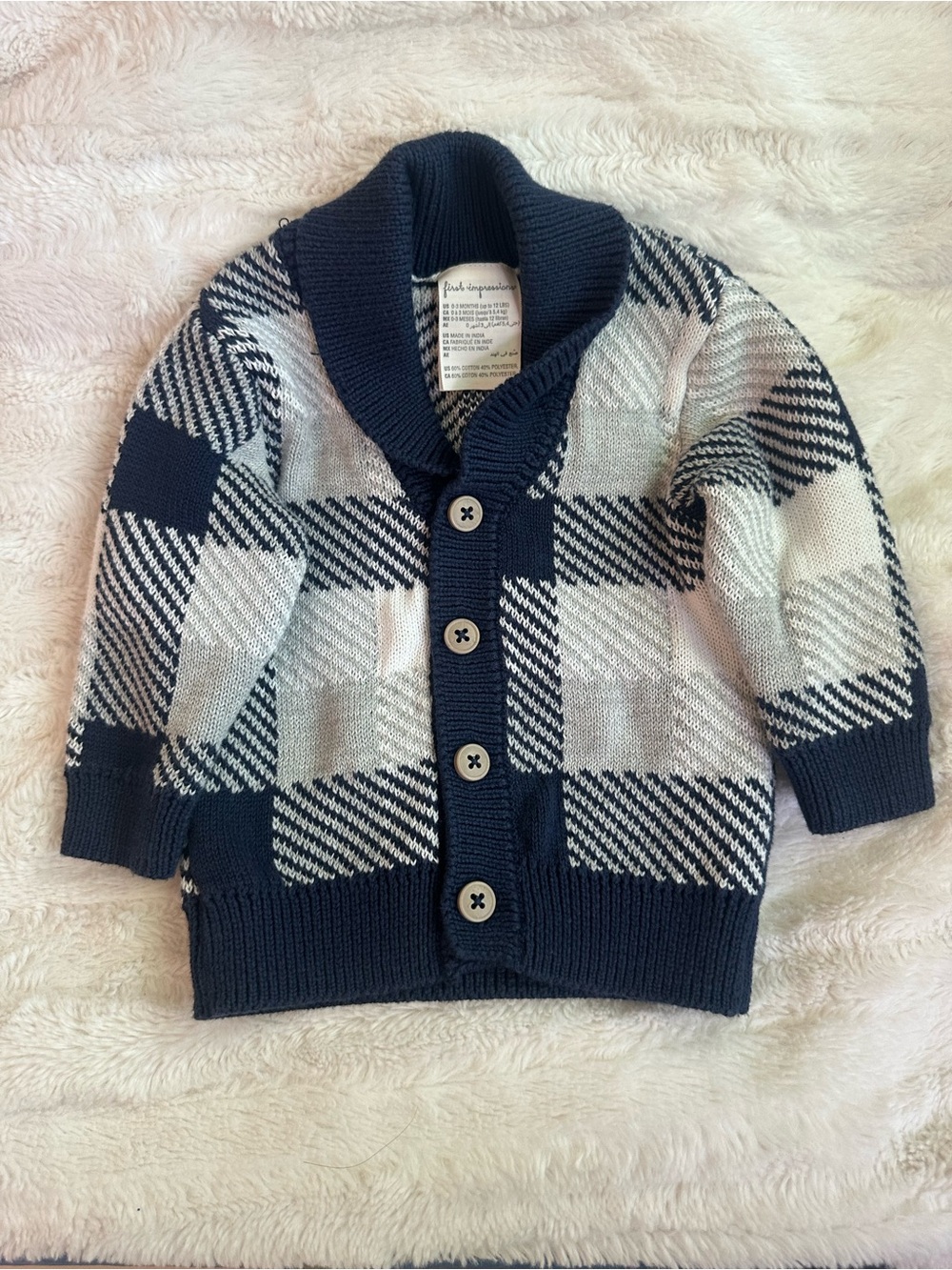 First Impressions Navy & White Sweater